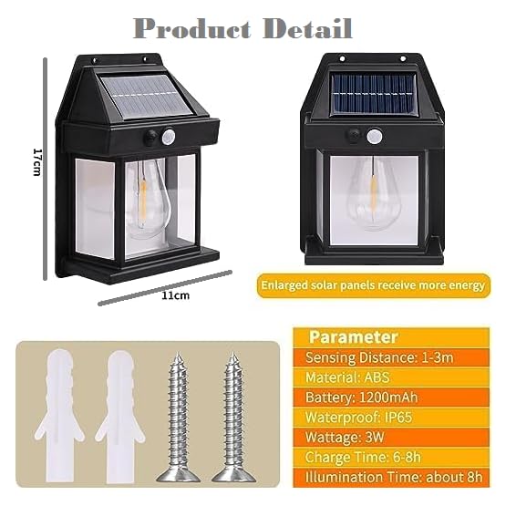 Appliques solaires murales avec détecteur de mouvement – Extérieur, étanche, 3 modes - Image 3